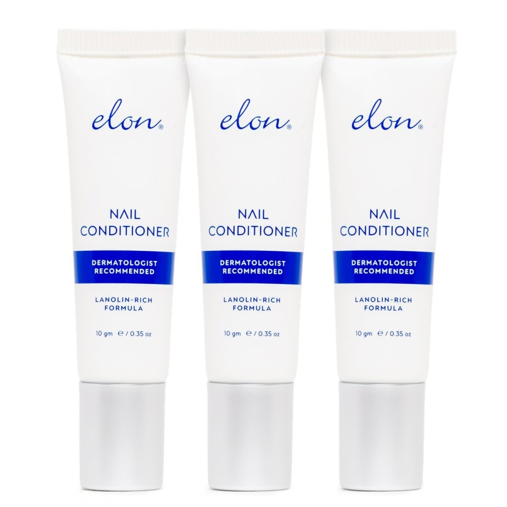 Elon Lanolin-Rich Nail Conditioner - Strengthens Nails, Protects Cuticles, Dermatologist-Recommended for Brittle & Damaged Nails (10g tube, 3 Pack)
