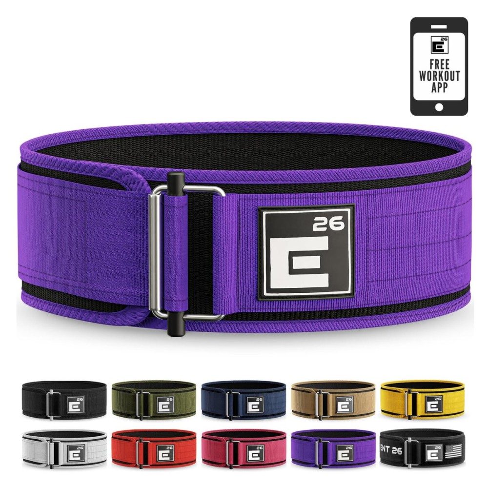 Element 26 Self-Locking Weight Lifting Belt - Premium Weightlifting Belt for Serious Functional Fitness, Power Lifting, and Olympic Lifting Athletes - Squat, Deadlift for Men & Women (Small, Purple)