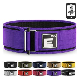 Self-Locking Weight Lifting Belt | Premium Weightlifting Belt for Serious Functional Fitness, Weight Lifting, and Olympic Lifting Athletes | (Medium, Purple)