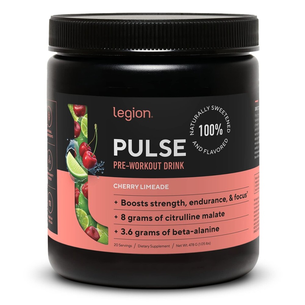 LEGION- All Natural Nitric Oxide Preworkout Drink to Boost Energy, Creatine Free, Naturally Sweetened, Beta Alanine, Citrulline, Alpha GPC (Cherry Limeade)