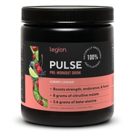 LEGION- All Natural Nitric Oxide Preworkout Drink to Boost Energy, Creatine Free, Naturally Sweetened, Beta Alanine, Citrulline, Alpha GPC (Cherry Limeade)
