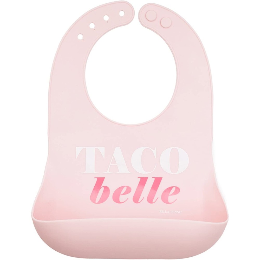 Bella Tunno Wonder Bib - Adjustable Silicone Baby Bibs for Girls, Durable and Waterproof BPA Free Silicone, Taco Bell