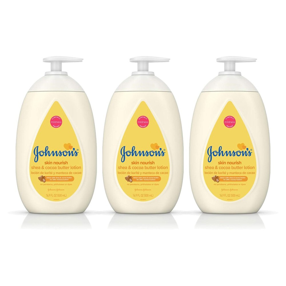 Johnson\'s Baby Moisturizing Dry Skin Lotion with Shea, Cocoa Butter, 16.9 fl Oz (Pack of 3)
