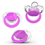 Smilo Baby Pacifier with Orthodontic Design for Healthy Dental Development - Stage 3 for Babies 9+ Months - Pack of 3X 100% Silicone Pacifiers BPA Free - Plum Purple