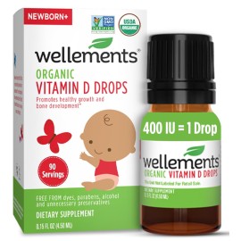 Wellements Baby Organic Vitamin D Drops for Infants & Toddlers (90-Day Supply) - Certified Newborn+ Liquid Vitamin D3 Drops, Support Healthy Growth & Bone Development 400 IU per Drop (1 Drop Daily)
