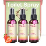 Mask Toilet Spray - Travel Size, Pack of 3, Odor Neutralizer Spray, Bathroom Air Freshener, Bathroom Deodorizer - Champagne & Strawberries Scent, 10.2 Fl Oz