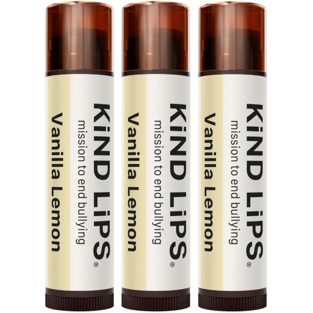 Kind Lips Organic Vanilla Lemon Lip Balm 3-Pack - Refreshing & Comforting Lip Care for Dry, Chapped Lips  100% Natural, Clean, Gluten-Free, Grain-Free  Made in USA  Everyday Value chapstick Set