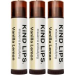 Kind Lips Organic Vanilla Lemon Lip Balm 3-Pack - Refreshing & Comforting Lip Care for Dry, Chapped Lips  100% Natural, Clean, Gluten-Free, Grain-Free  Made in USA  Everyday Value chapstick Set