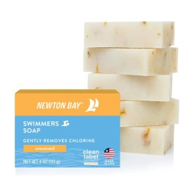 Newton Bay Swimmers Soap | All Natural Body and Face Wash Soap Bar | Gently Washes Away Chlorine After Swimming | Revitalizes Sensitive Skin | 5-Pack of 4 Ounce Soap Bars