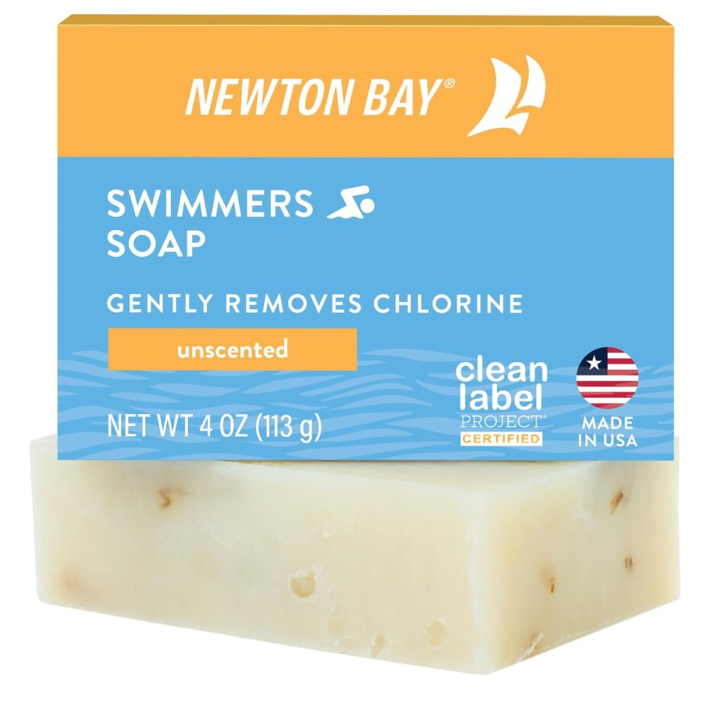 Newton Bay Swimmers Soap | All Natural Body and Face Wash Soap Bar | Gently Washes Away Chlorine After Swimming | Revitalizes Sensitive Skin | Single 4 Ounce Soap Bar