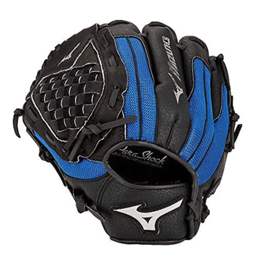 Mizuno GPP1050Y3RY Prospect Series PowerClose Baseball Gloves, 10.5, Left Hand Throw, Black/Royal Tartan Flex Web
