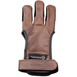 ArcheryMax Handmade Brown Leather Three Finger Archery Gloves (Brown, X-Large)