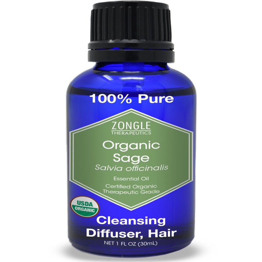 Organic, Sage Essential Oil - 100% Pure, Sage Oil, by Zongle Therapeutics, 1 OZ