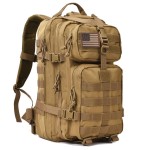 REEBOW GEAR Military Tactical Backpack 3 Day Assault Pack Army Molle Bag Backpacks Rucksack 35L Tan