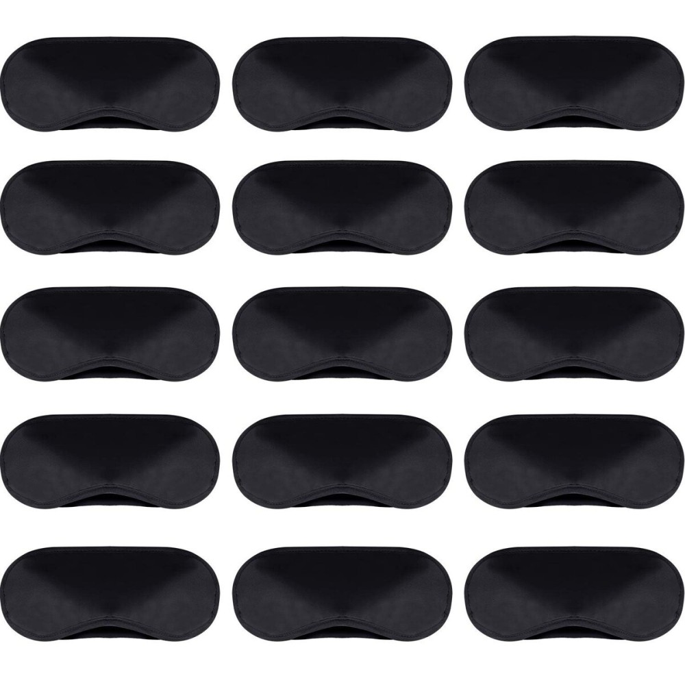 30 Pieces Blindfold Eye Cover Sleep Mask for Games Party Sleeping Travel with Nose Pad and Adjustable Strap (Black)