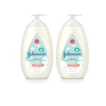 Johnson\'s CottonTouch Newborn Baby Face and Body Lotion, Hypoallergenic and Paraben-Free Moisturization for Baby\'s Sensitive Skin, Made with Real Cotton Twin Pack, 2 x 27.1 fl. oz