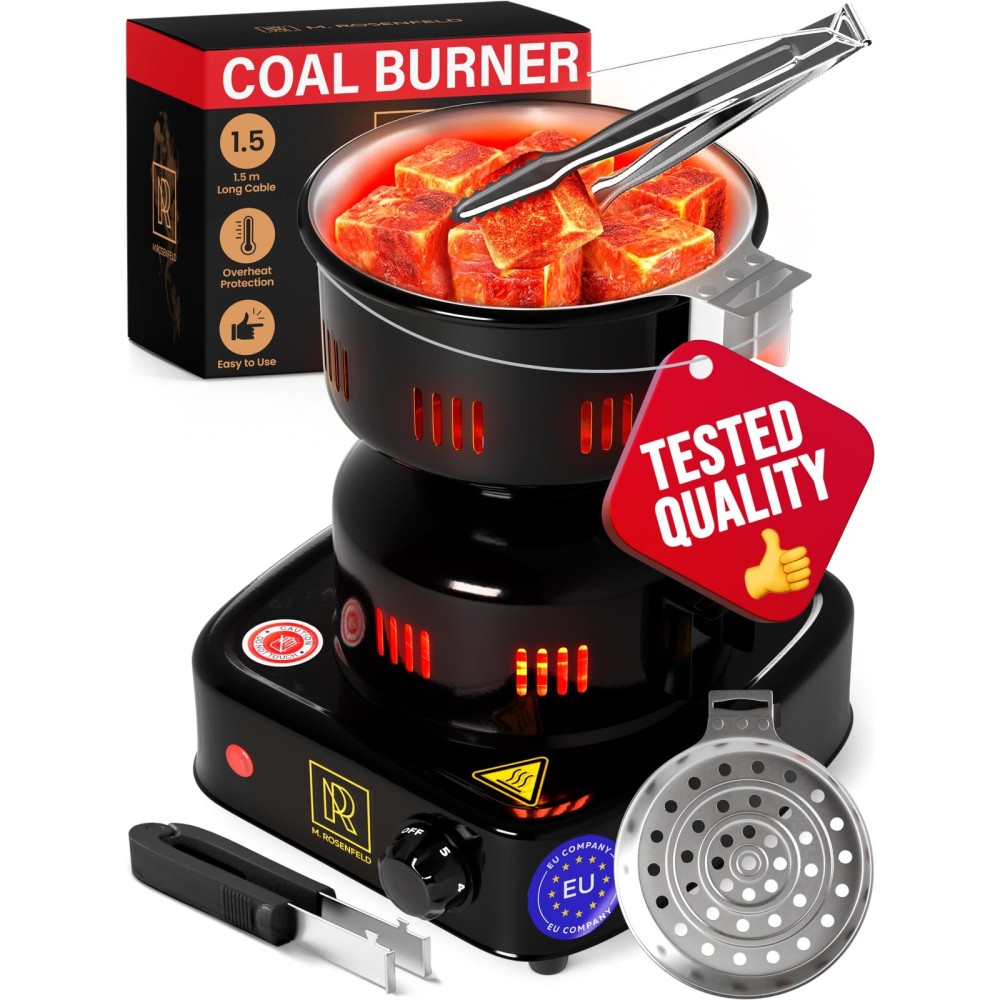 Hookah Coal Burner for Hookah - Premium FIRE Tower Multipurpose Electric Stove for Hookah Coals Burner for Shisha, Free Hookah Tongs, overheat Protection, Hookah Charcoal Burner for Hookah Cubes