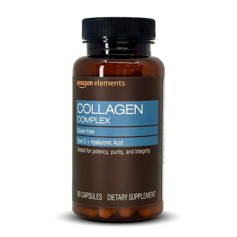 Amazon Elements Collagen Complex, Type II with Hyaluronic Acid, 90 Capsules, 3 Month Supply