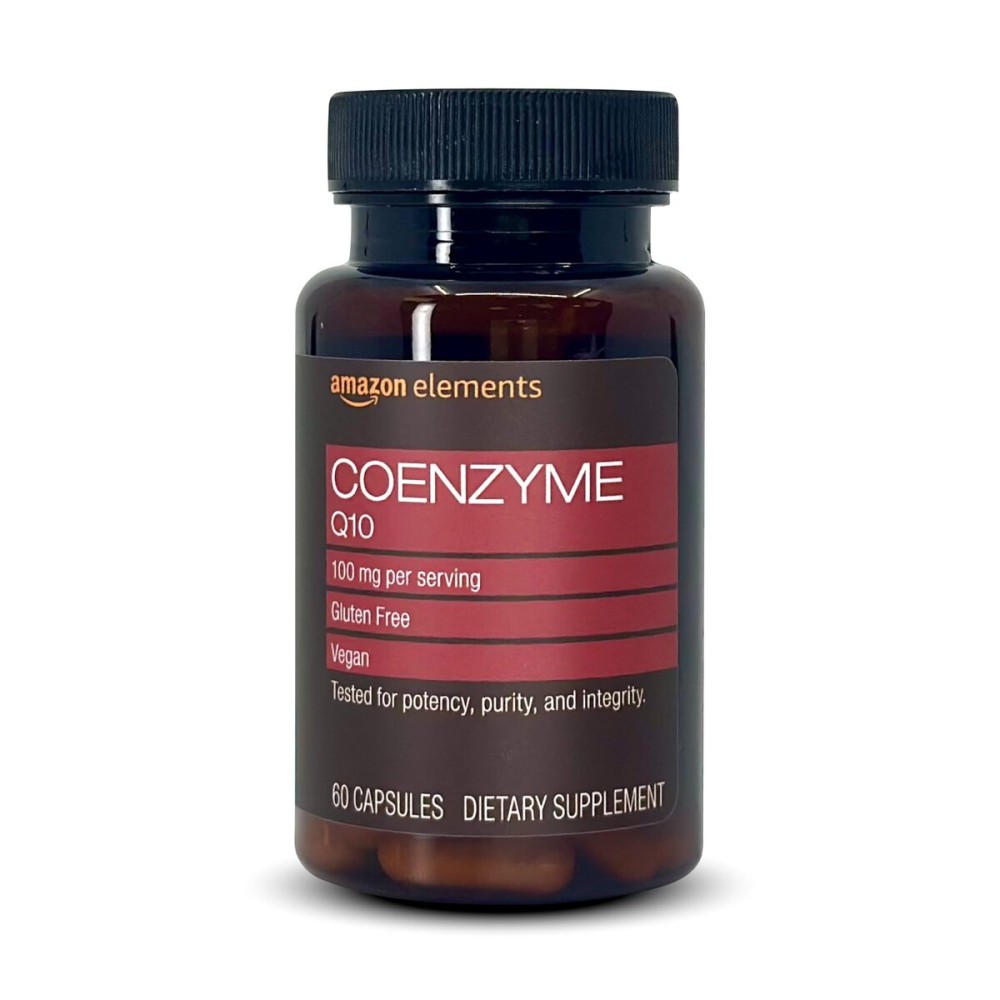 Amazon Elements Vegan CoQ10 100 mg - Normal Energy Production, Supports Cardiovascular Health - 2 Month Supply (60 Capsules)