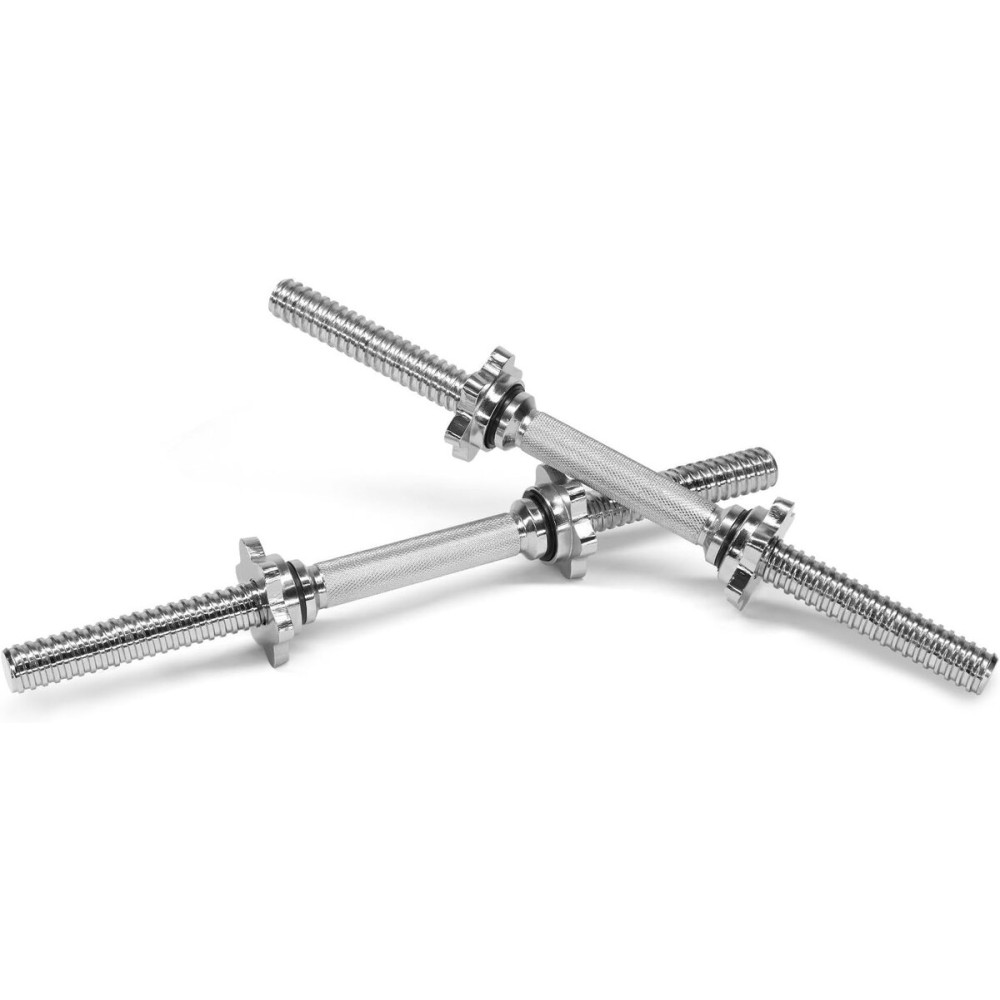 Yes4All Threaded Dumbbell Handles, 14/16/18/24 Inch Dumbbell Bar Pair, Chrome/Rubber Grip, Fit 1 or 1.15 Plates, 4 Star-Lock Collars with Loose-Resistant Rubber Trims - 16 Inch, Black Red