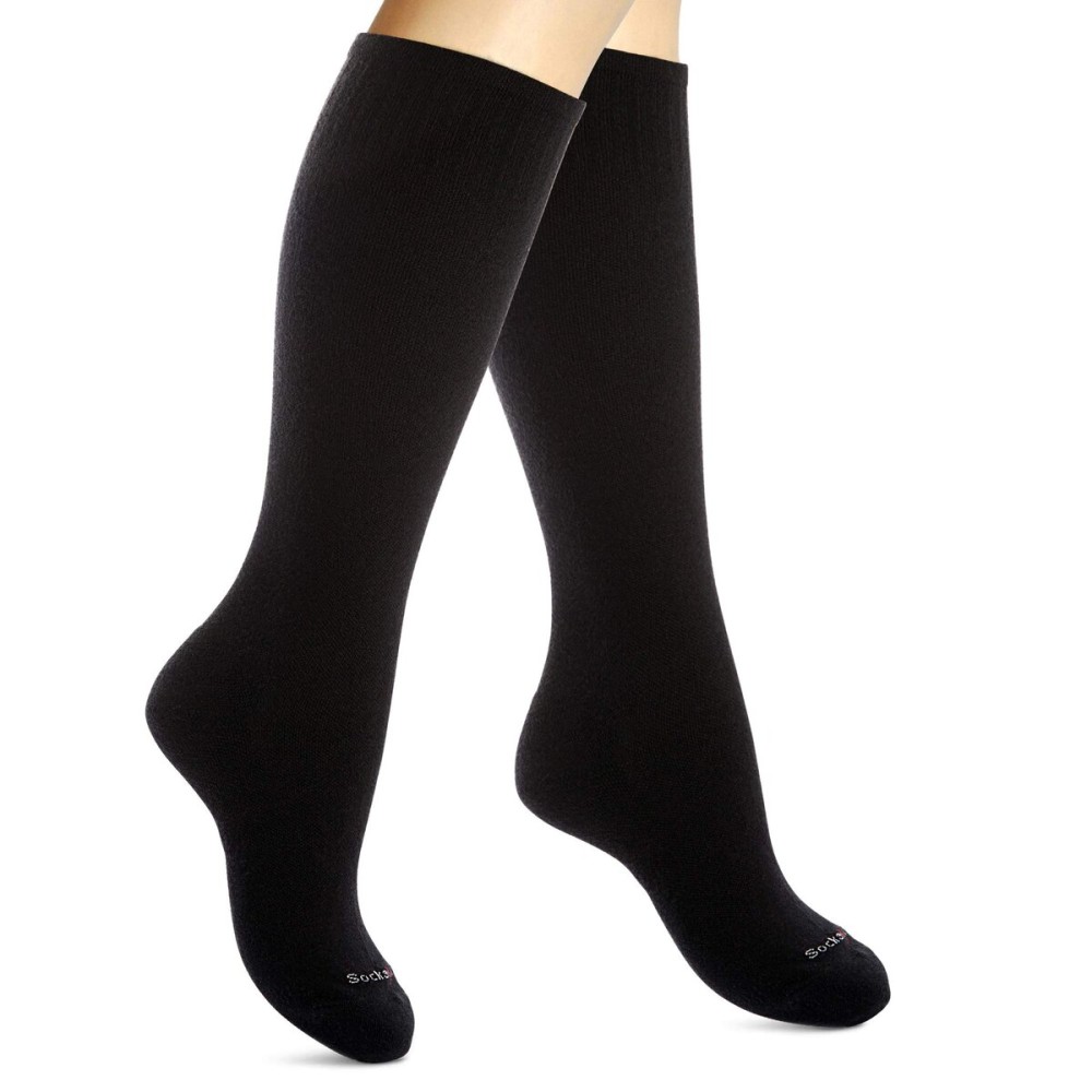 SocksLane Cotton Compression Socks for Women & Men. 15-20 mmHg Support Knee-High Black X/W