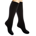 SocksLane Cotton Compression Socks for Women & Men. 15-20 mmHg Support Knee-High Black X/W