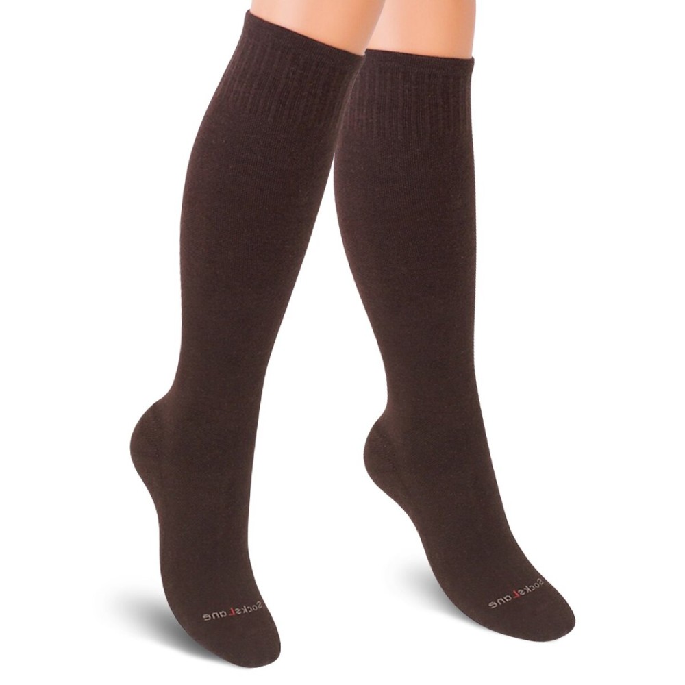 SocksLane Cotton Compression Socks for Women & Men. 15-20 mmHg Support Knee-High Brown S/M