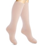 SocksLane Cotton Compression Socks for Women & Men. 15-20 mmHg Support Knee-High Nude X/W