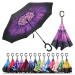 LLanxiry Inverted Umbrella, Windproof Reverse Umbrella with CShaped Handle, Self-Standing, DoubleLayer Canopy for Car, Travel & Everyday Use