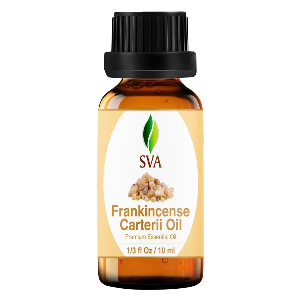 SVA Frankincense Essential Oil - 1/3 Fl Oz - 100% Natural Boswellia Carterii Oil - for Diffuser, Hair Care, Face, Skin Care, Aromatherapy, Scalp and Body Massage, Soap and Candle Making