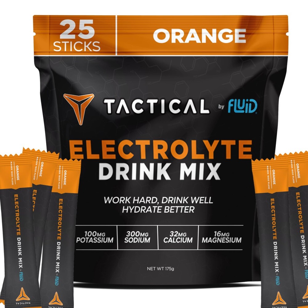 Fluid Tactical - Electrolyte Powder Packets, Accelerate Re-Hydration, Low Sugar, Electrolyte Drink Mix, Prevent Dehydration, Eliminate Cramps