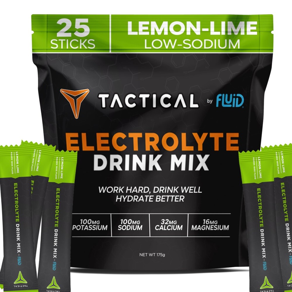 Fluid Tactical - Electrolyte Powder Packets, Accelerate Re-Hydration, Low Sugar, Electrolyte Drink Mix, Prevent Dehydration, Eliminate Cramps