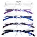 AQWANO 5Pack Computer Reading Glasses Women Men Blue Light Blocking Clear Frame Anti Glare Filter Lightweight Rimless Readers 3.0