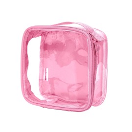 EzPacking Clear TSA Approved 3-1-1 Travel Toiletry Bag for Carry On/Quart Size Transparent Liquids Pouch for Airport Security/Reusable See Through Vinyl & PVC Plastic Organizer Men Women (Rose)