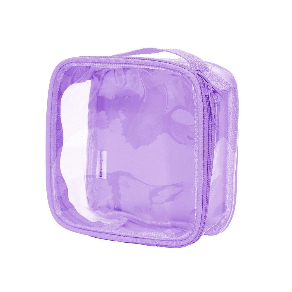 EzPacking Clear TSA Approved 3-1-1 Travel Toiletry Bag for Carry On/Quart Size Transparent Liquids Pouch for Airport Security/Reusable See Through Vinyl & PVC Plastic Organizer Men Women (Lilac)