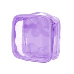 EzPacking Clear TSA Approved 3-1-1 Travel Toiletry Bag for Carry On/Quart Size Transparent Liquids Pouch for Airport Security/Reusable See Through Vinyl & PVC Plastic Organizer Men Women (Lilac)