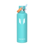 Super Sparrow Insulated Water Bottle - 34 Oz - Standard Mouth FlipFlow Flask - BPA Free, Leak Proof Drink Bottle- Ergonomic Straw Water Bottles for Work, Gym, Travel, Sports