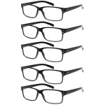 NORPERWIS Reading Glasses 5 Pairs Quality Readers Spring Hinge Glasses for Reading for Men and Women (5BLACK, 5.00)