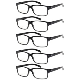 NORPERWIS Reading Glasses 5 Pairs Quality Readers Spring Hinge Glasses for Reading for Men and Women (5BLACK, 5.00)