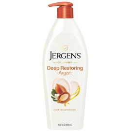 Jergens Deep Restoring Argan Oil for Dry to Extremely Dry Skin, Moisturizer with Argan Oil and Vitamin E, Body Lotion that Restores Hydration, Long-Lasting, Lightweight, Fast-Absorbing, 16.8 Oz