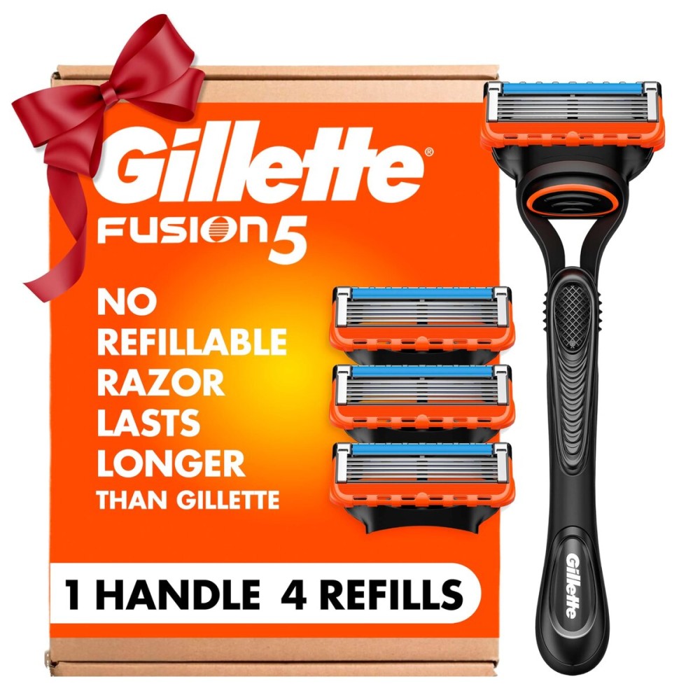 Gillette Fusion5 Razors for Men, 1 Razor, 4 Blade Refills, Lubrastrip for a More Comfortable Shave