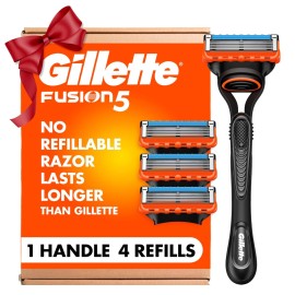 Gillette Fusion5 Razors for Men, 1 Razor, 4 Blade Refills, Lubrastrip for a More Comfortable Shave