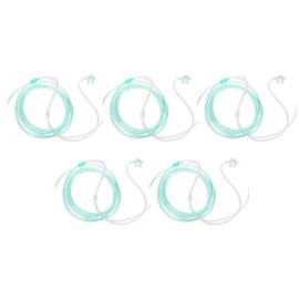Dealmed Adult Standard Nasal Cannula - Straight with 7 ft (2.1m), Soft Green, Cannula Nasal Tubing for Oxygen, Highly Visible, Kink Resistant, Lightweight Tubing (5 Pack)