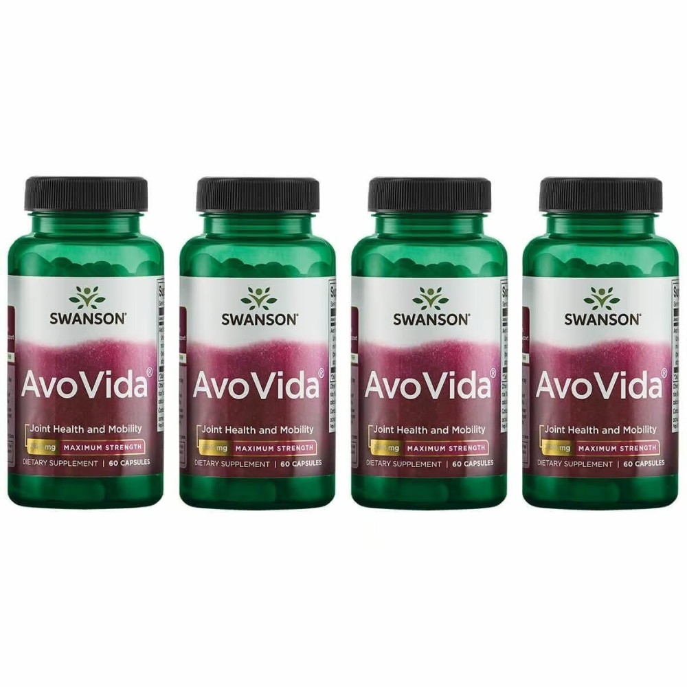 Swanson AvoVida - Natural Supplement Promoting Joint Health & Mobility - Avocado & Soybean Unsaponifiables to Support Cartilage & Tissue Health - (60 Capsules, 300mg Each) (4 Pack)