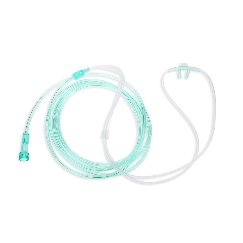 Dealmed Adult Standard Nasal Cannula - Straight with 7 ft (2.1m), Soft Green, Cannula Nasal Tubing for Oxygen, Highly Visible, Kink Resistant, Lightweight Tubing (1 Pack)