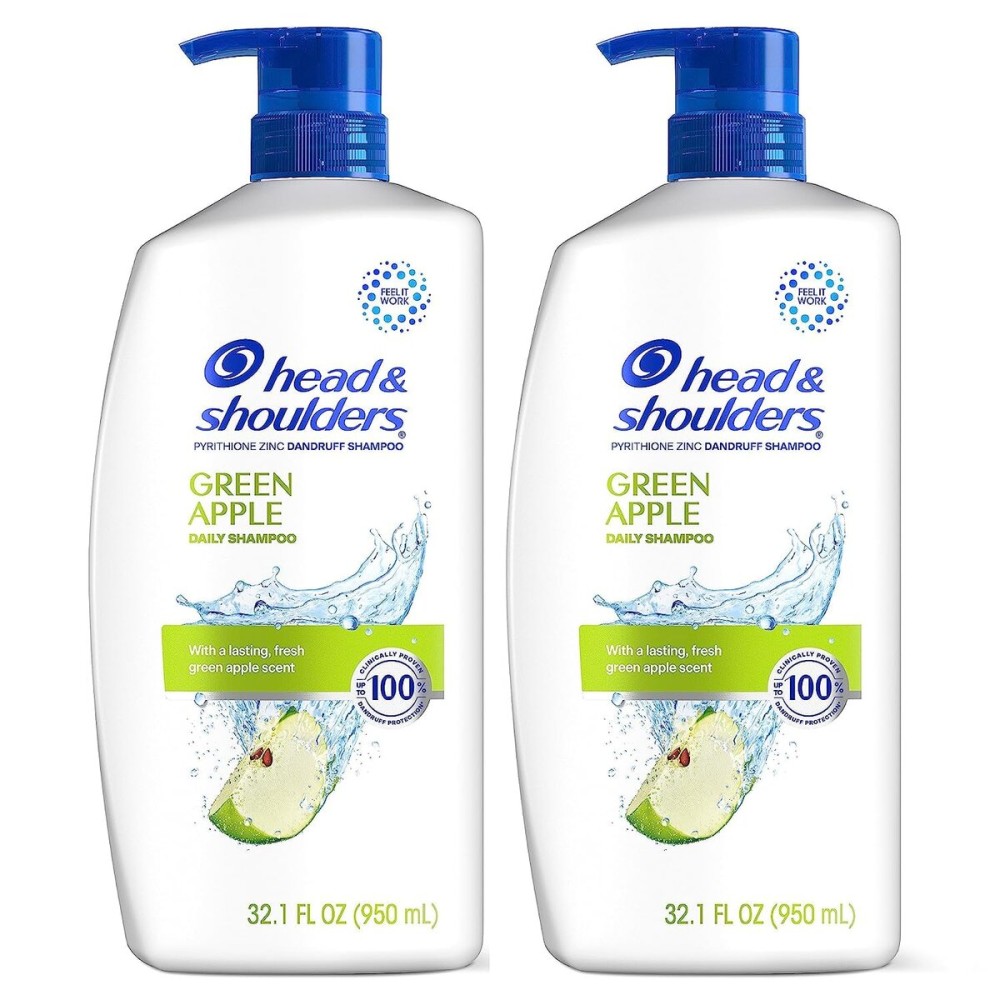 Head & Shoulders Dandruff Shampoo, Clinically Proven Anti Dandruff & Scalp Care Treatment, Fresh Green Apple Scent, Paraben-Free, 32.1 Fl Oz Each, 2 Pack