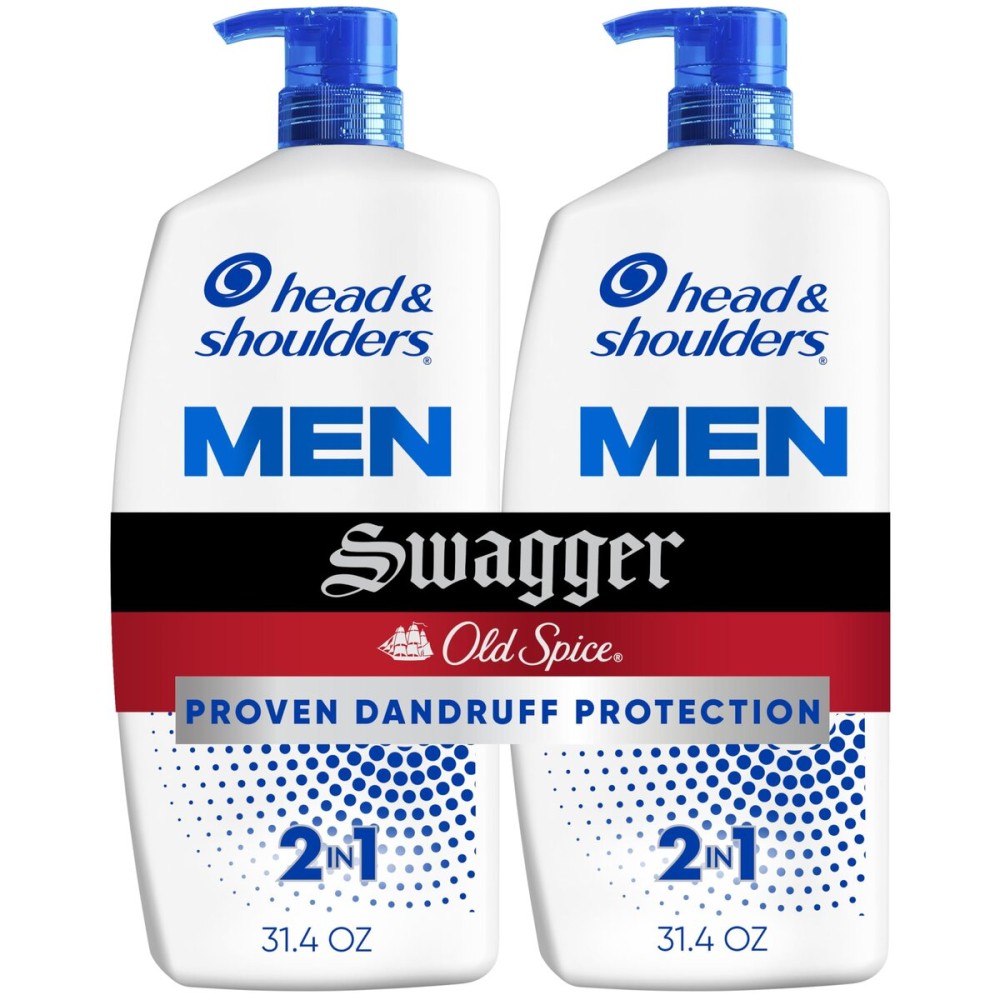 Head & Shoulders Anti-Dandruff Shampoo and Conditioner, Old Spice Swagger Men\'s 2-in-1 Twin Pack, 1% Pyrithione Zinc, Dandruff Shampoo for Men, Scalp, 31.4 fl oz Each