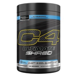Cellucor C4 Ultimate Shred Pre Workout Powder, Fat Burner for Men & Women, Metabolism Supplement with Ginger Root Extract, ICY Blue Razz, 20 Servings (Pack of 1)