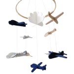 Baby Crib Mobile - Wooden Hanging Nursery Baby Mobile for Crib, Nursery Decor for Boys & Girls, Perfect Shower Gift (Airplanes in The Clouds, Grey and White) Also Fits Bassinets, Sorrel + Fern