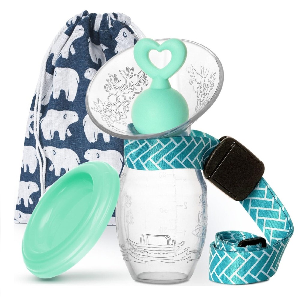 Bumblebee Manual Breast Pump with Breastfeeding Milk Saver Stopper& Lid in Gift Box Food Grade Silicone BPA PVC and Phthalate Free 3.04oz/90ml